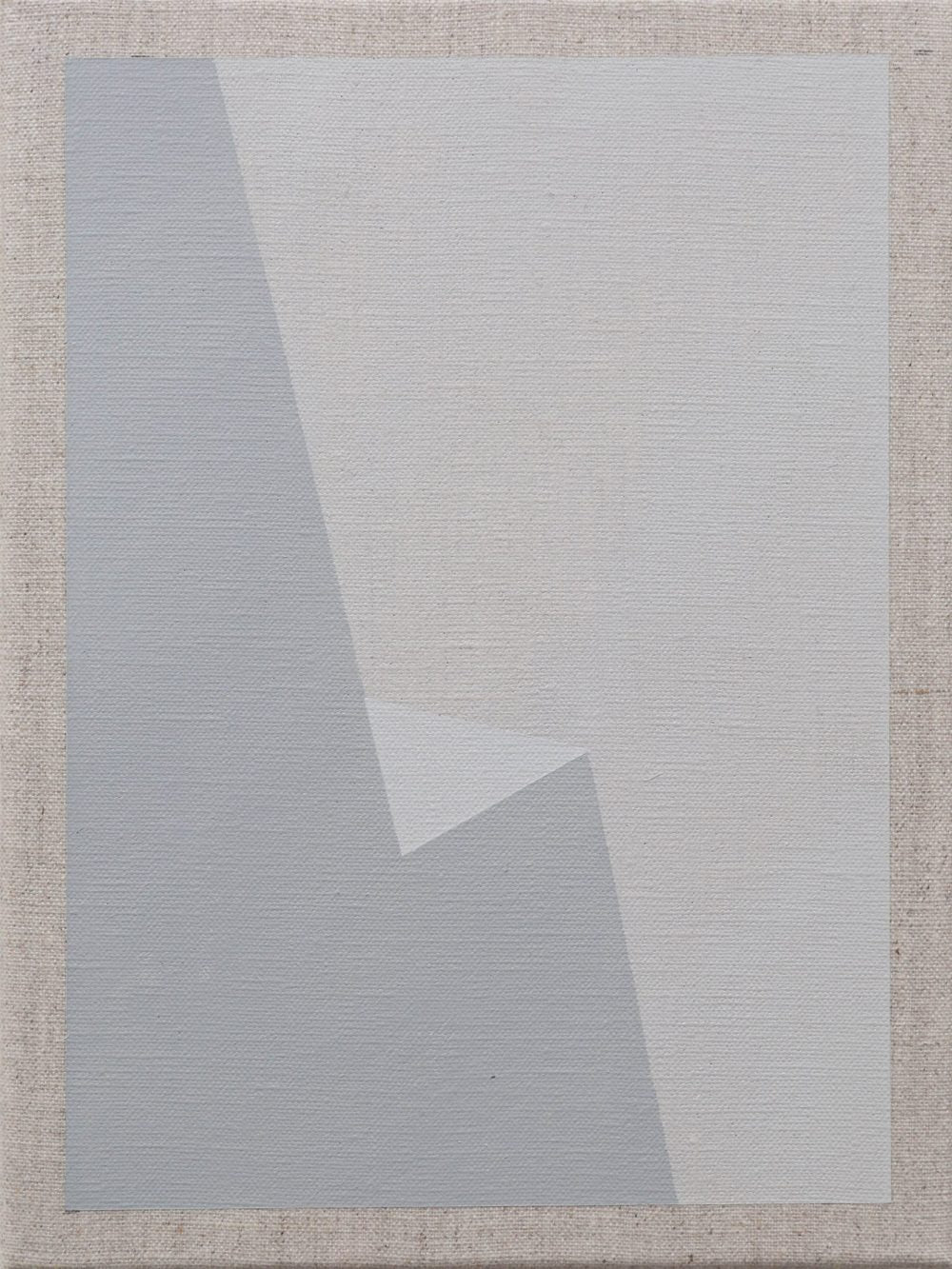 Minimalist abstract with soft gray tones and layered geometric shapes on
a textured canvas background.