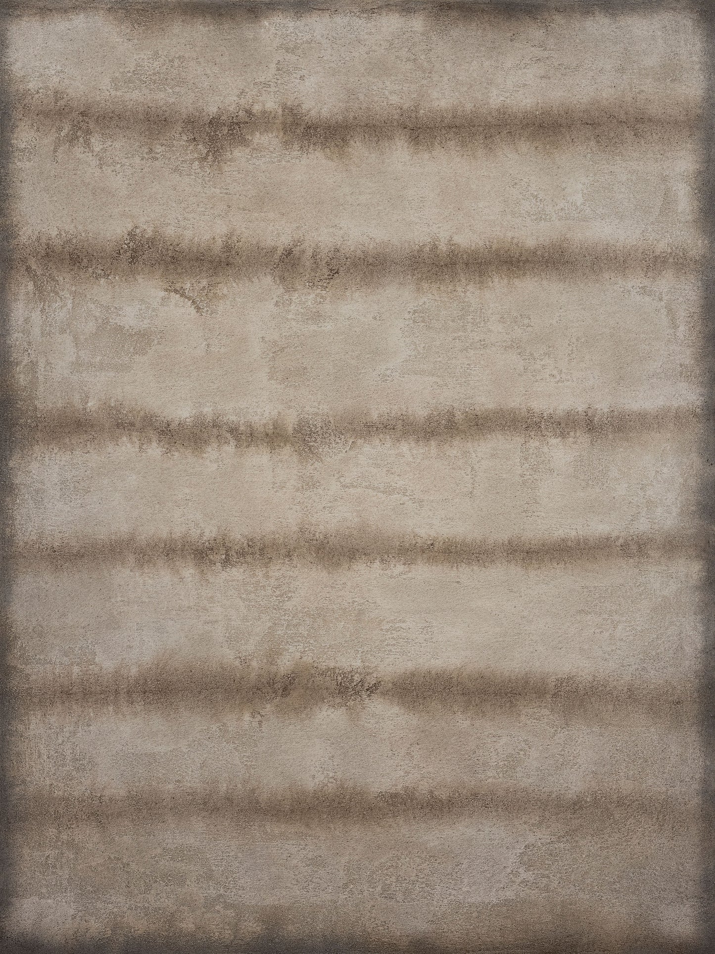 Abstract painting with textured beige tones and soft horizontal brown stripes creating a layered effect.
